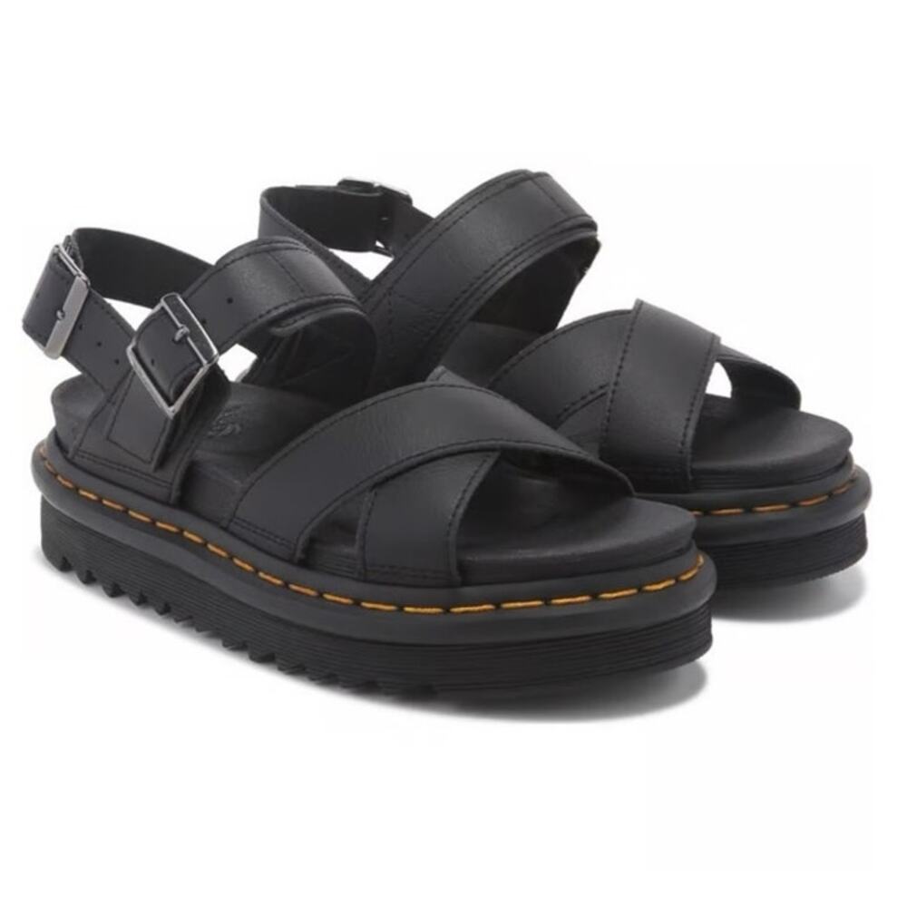 DR. MARTENS Voss II ‘Black’ Women’s Leather Strap Sandals- SZ 6